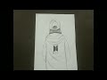 How to draw a girl with BTS Hoodie | A girl (back side) drawing for beginners | stepbystep