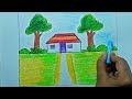 how to draw village scenery. gramer dresso drawing.