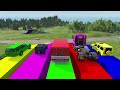 TRANSPORTING PIXAR CARS & FRUITS WITH COLORED & JOHN DEERE vs CLAAS vs TRACTORS - BeamNG.drive #962