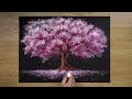 Bath Sponge & Q-tips painting technique / How to draw Romantic Couple beside tree