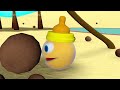 Pacman watermelon roll meets a rainbow snail animal friends as he find box on farm