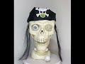 Vintage 1998 Fun World Animated Battery Operated Pirate Drop Eye Skull Black Bandana Halloween Decor