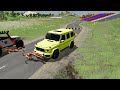 Flatbed Trailer Cars Transporatation with Truck - Pothole vs Car - BeamNG.Drive