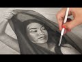 Meditative drawing process | 3 weeks drawing a realistic portrait with charcoal