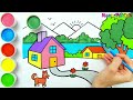 Landscape Picture Drawing, Painting and Coloring for Kids, Toddlers | Tips for Easy Drawing #263