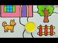 A Lovely House, Garden and Dog Drawing, Painting, Coloring for Kids & Toddlers | Drawing Tips #346