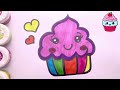 Cute Cupcake drawing, painting & coloring for kids and toddlers | Kawaii Cupcake 🧁 | Easy Drawings