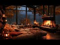 Autumn Evening Ambience with Relaxing Fireplace & Rain Sounds