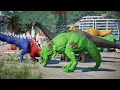 Pink Tyrannosaurus Rex, Green T-Rex vs IRexJurassic World Evolution Dinosaurs Fighting