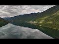 Drone over lake Revelstoke and Dam