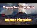 Intensive Phreatic Reactions In Iceland KayOne Volcano Eruption Site, Magma Contact Rain Water