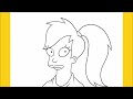 How to draw Leela with Two Eyes with guidelines step by step (Futurama)