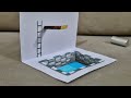 3d drawing pool on paper for beginners