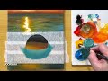 Painting a Sunset View in Crystal Ball / Acrylic Painting