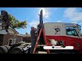 Painting exhaust stacks on a semi truck