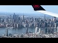 Beautiful approach LaGuardia Airport NYC / Flyover Manhattan September 2023 New York City