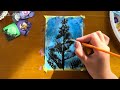 Acrylic Painting Tree🌲☁️ Tutorial Beginner Friendly Painting and relaxing music 🎵🎧