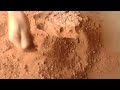 Super chunks of Red dirt asmr dry crumbling on floor+metal tub