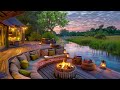Summer Quiet Safari Natural Scene With Relax Campfire Sounds + Chirping Bird Sounds | Forest Sounds
