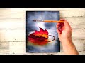 Autumn Leaf | Black and White Landscape | Easy Painting for Beginners | Abstract | Acrylics