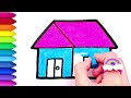 Easy House Drawing,Painting and Coloring for Kids & Toddlers|How to Draw Easy House