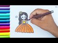 easy and cute princess drawing and colouring for kids