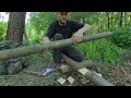 Building a bushcraft treehouse in a storm over the water. Catch and Cook. Overnight, Survival