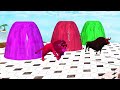 Long Slide Game With Elephant Gorilla Buffalo Hippopotamus Tiger - 3d Animal Game - Funny 3d Animals