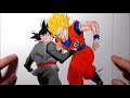 Drawing Son Goku Goku vs Black !!! first meeting