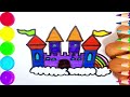 How to Draw and Paint a Colorful Castle Fast || Toddlers Drawing #78