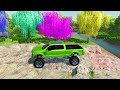 TRANSPORTING TRAILER TRUCK, SUV CAR, YAR CAR, AND MONSTER TRUCK JUMP to HOLE! FS22