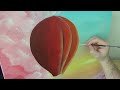 hot air balloon between pink clouds - acrylpainting for beginners - timelapse