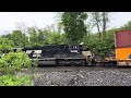 A Norfolk Southern stack train traverses Salpino Curve near Tunnelhill, PA.