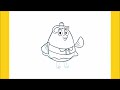 How to draw Mrs. Puff with guidelines step by step (Spongebob SquarePants)