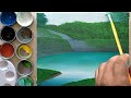 Cachoeira Desenho e Pintura Como Pintar Paisagem com cachoeira técnica acrílica sobre tela