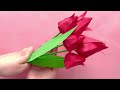 Origami Tulip | How to make paper tulip | Easy origami tulip | DIY tulip flower | No glue 🌷