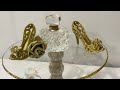 How to make a gold glam tiered tray #glamdecor #diy #homedecordiy #diydecor
