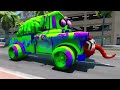 TRANSPORTING PIXAR CARS & FRUITS WITH COLORED & JOHN DEERE vs CLAAS vs TRACTORS - BeamNG.drive #962