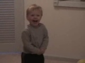 Adorable kid imitates mommy laughing
