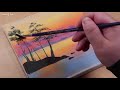 Sunset Lake Trees / Acrylic painting for beginners / PaintingTutorial