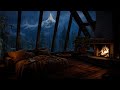 Mountain Cabin Thunderstorm - Cozy Fireplace Ambience | Rain and Fireplace Sounds for Sleep, Relax