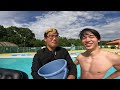 Don't laugh challenge!!! If you lose...［prank in the pool］
