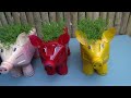 Turn Plastic Bottles Into A Beautiful Pig Shaped Flower Garden