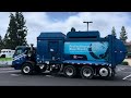 Three Republic Services Garbage Trucks Parked at The Eastlake Village Center in Yorba Linda, CA