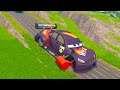 Big & Small McQueen with Spinner Wheels vs Long Monster Truck vs Trains Thomas - BeamNG.Drive