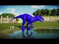 Pink Brachiosaurus vs Blue T-Rex vs Red Indominus , Dinosaurs Battle , Jurassic World Evolution 2