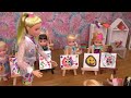 Elsa and Anna toddlers at art class - Barbie is teacher - Paintings - Colors