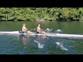 Rowers practice sculling on Great Hosmer Pond in Vermont