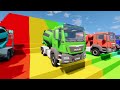 TRANSPORTING PIXAR CARS & FRUITS WITH COLORED & JOHN DEERE vs CLAAS vs TRACTORS - BeamNG.drive