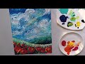 Acrylic Finger Painting For Beginners |  Flower Field Landscape Painting
